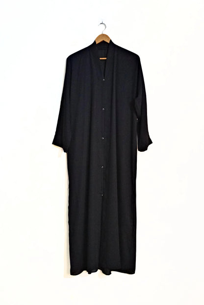 Regal Black Front Open Abaya With Pockets