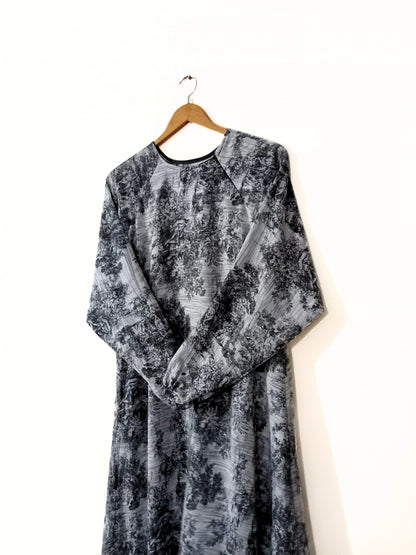 Charcoal Forest Print Maxi Abaya