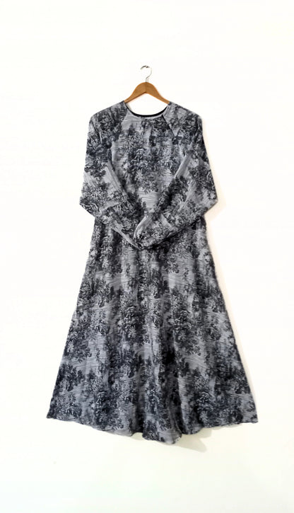 Charcoal Forest Print Maxi Abaya