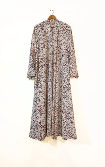Serene Flower Front Open Long Flared Abaya