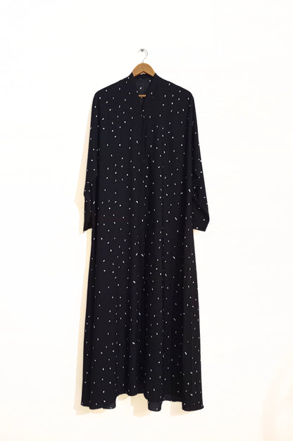 Polka Noir Front Open Abaya