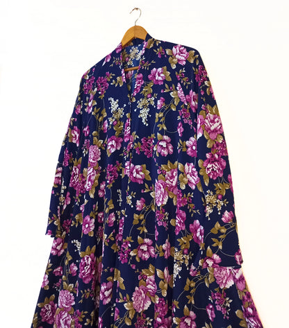 Blooming Orchid Front Open Long Flair Abaya