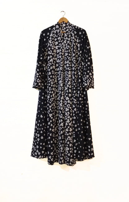 Petal Noir Front Open Long Flared Abaya