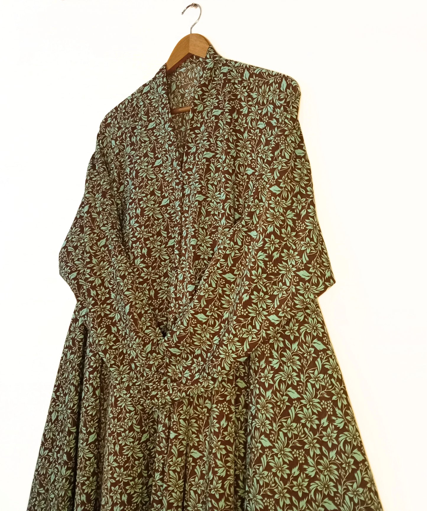 Woodland Mint Front Open Long Flair Abaya