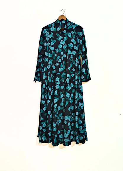 Jade Elegance Front Open Long Flair Abaya