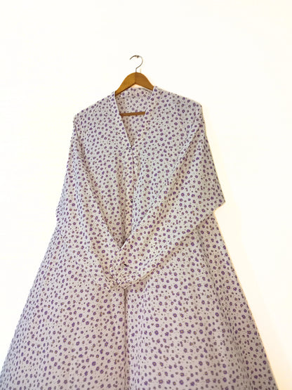 Lilac Petal Front Open Long Flair Abaya