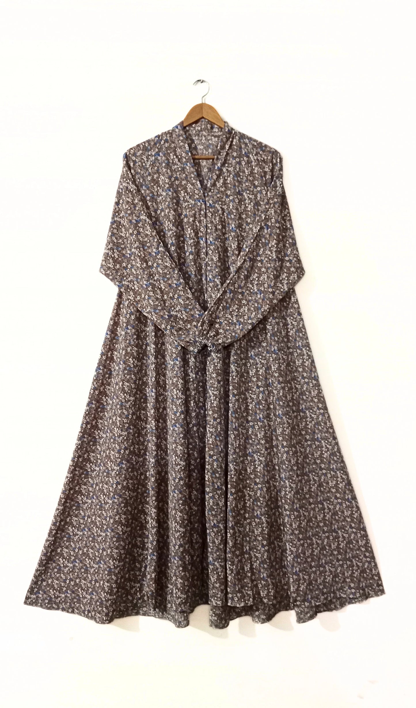 Earth Bloom Floral Front Open Long Flair Abaya