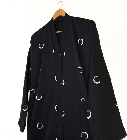 Moon Embroidered Front Open Abaya