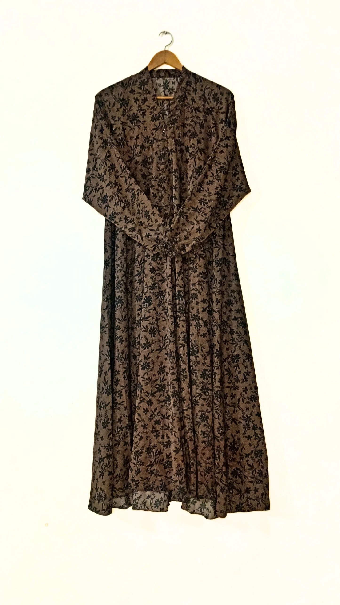 Mocha Brown Front Open Long Flair Abaya