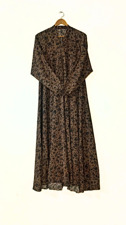 Mocha Brown Front Open Long Flair Abaya