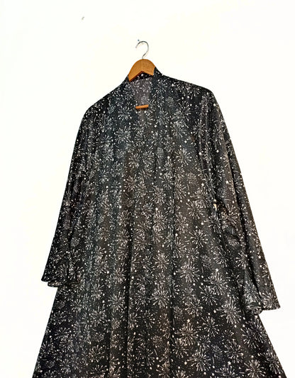 Starry Night Front Open Long Flair Abaya