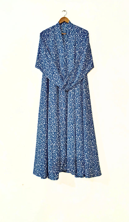 Blue Meadow Front Open Long Flair Abaya