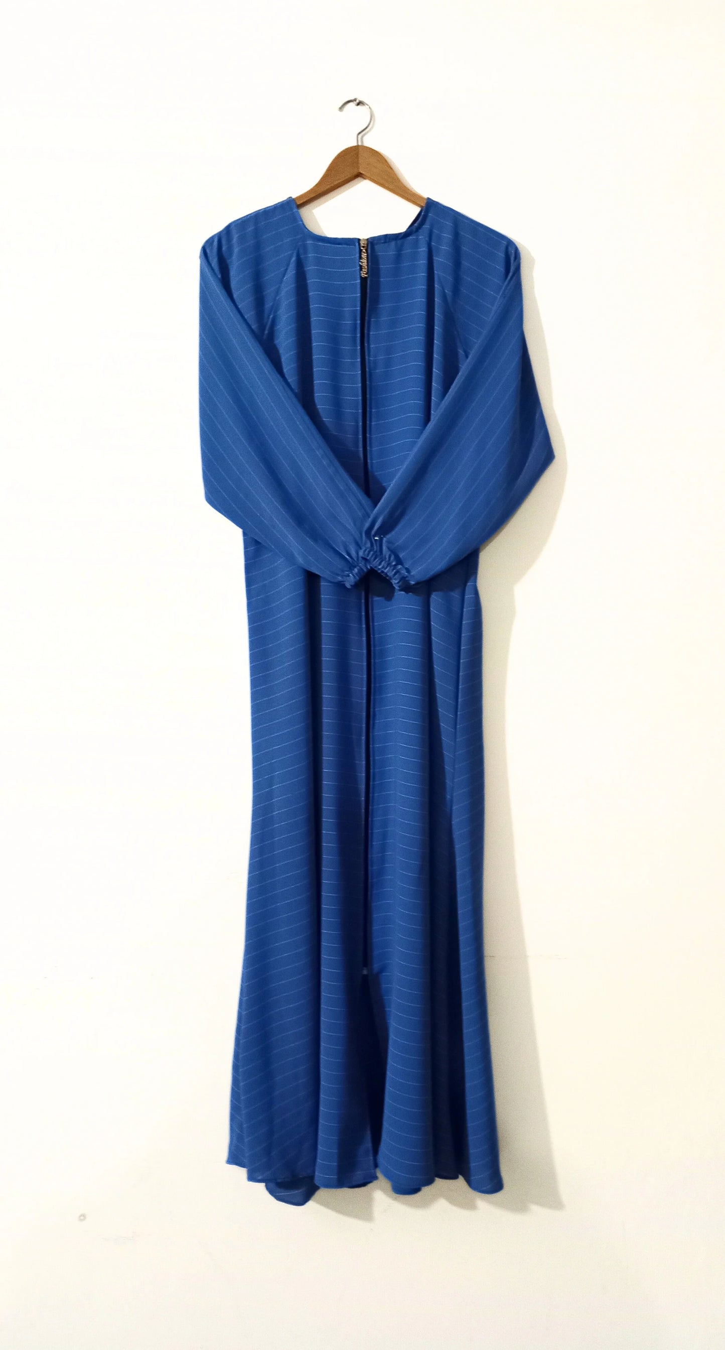 Georgette Azure Blue Zipper Abaya