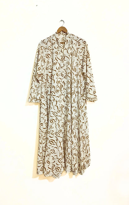 Mocha Swirl Front Open Long Flair Abaya