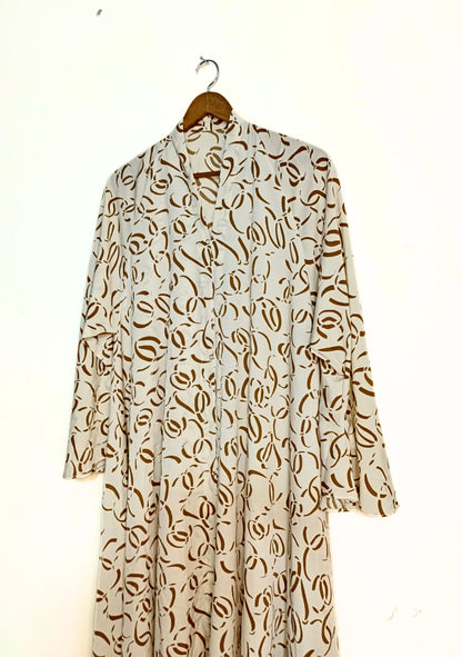 Mocha Swirl Front Open Long Flair Abaya