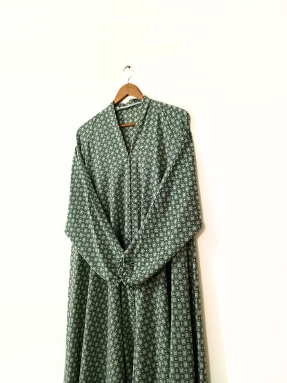 Evergreen Mosaic Front Open Long Flair Abaya