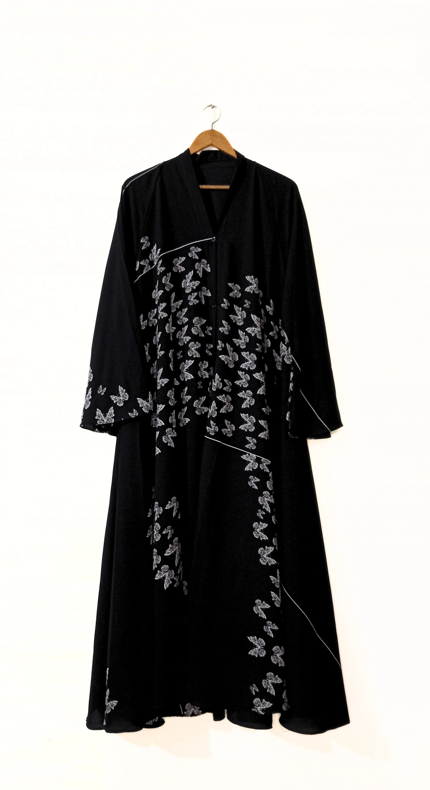 Butterfly Garden Front Open Long Flair Abaya