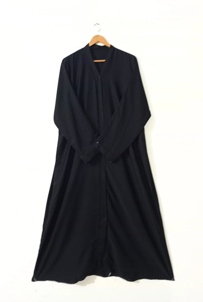 Plain Black Front Open Abaya