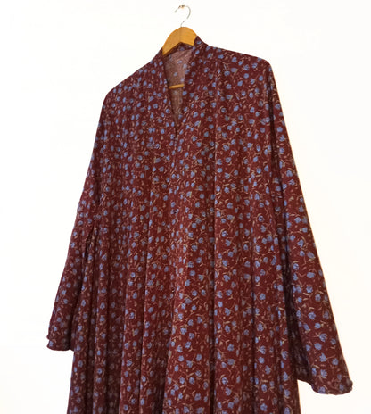 Mulberry Bloom Front Open Long Flaired Abaya