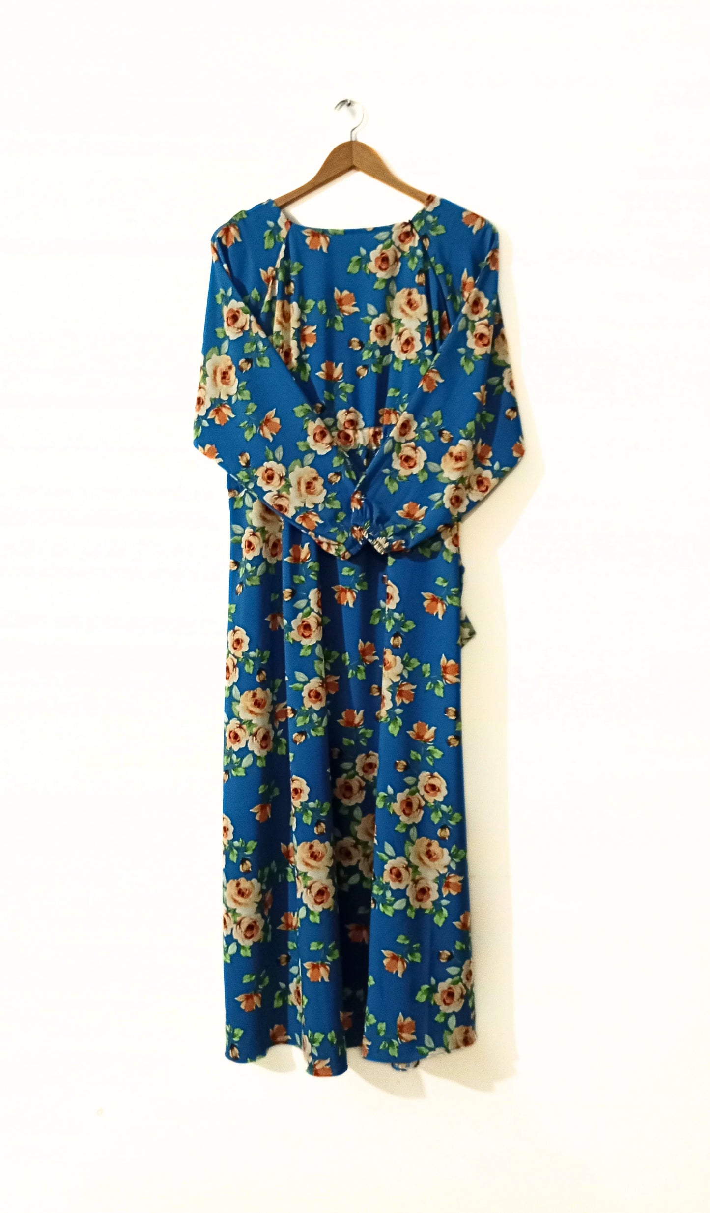 Georgette Blue Floral Abaya with Belt