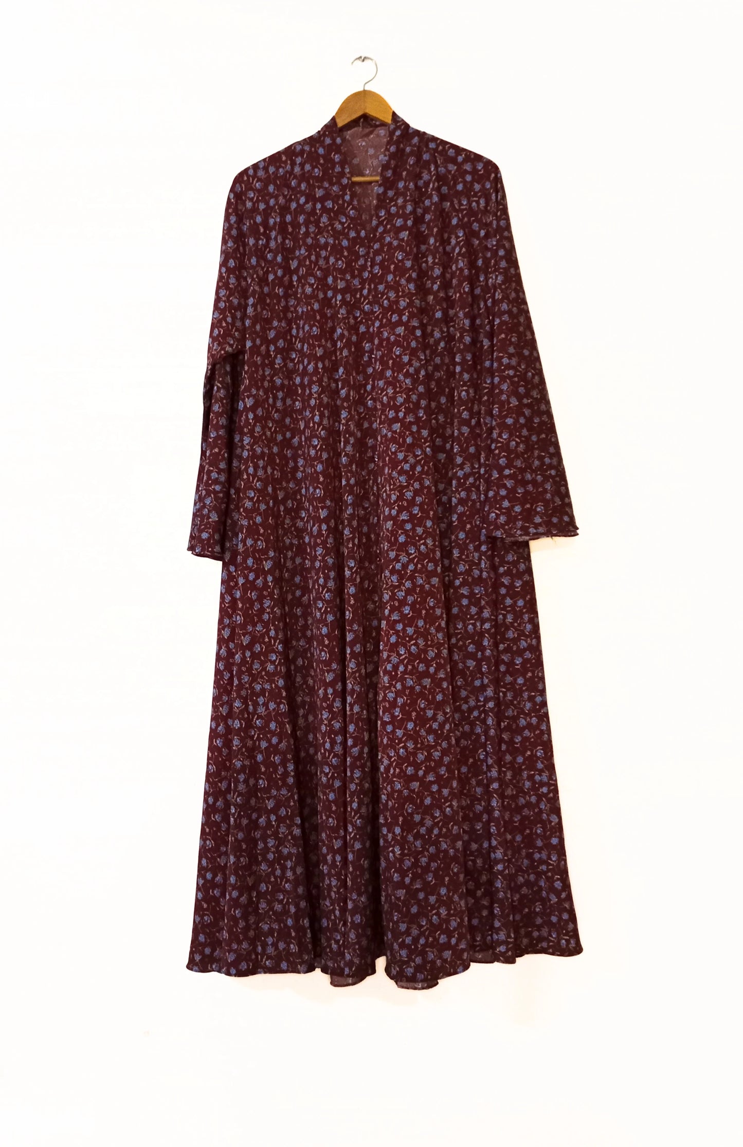 Mulberry Bloom Front Open Long Flaired Abaya