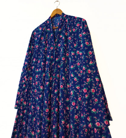 Royal Rose Front Open Long Flared Abaya