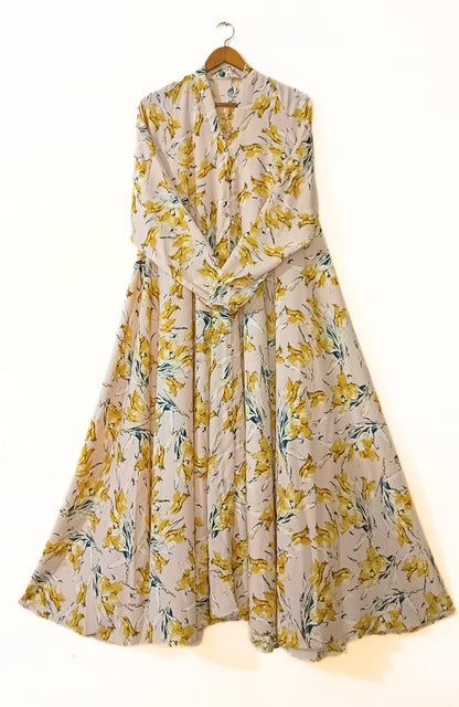 Sunshine Petal Front Open Long Flair Abaya