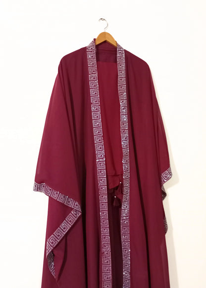 Ottoman Grace Abaya With Staller - Maroon