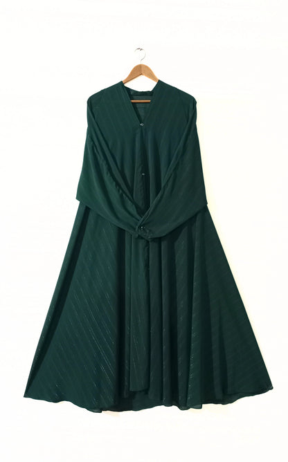 Bottle Green Front Open Zarri Abaya