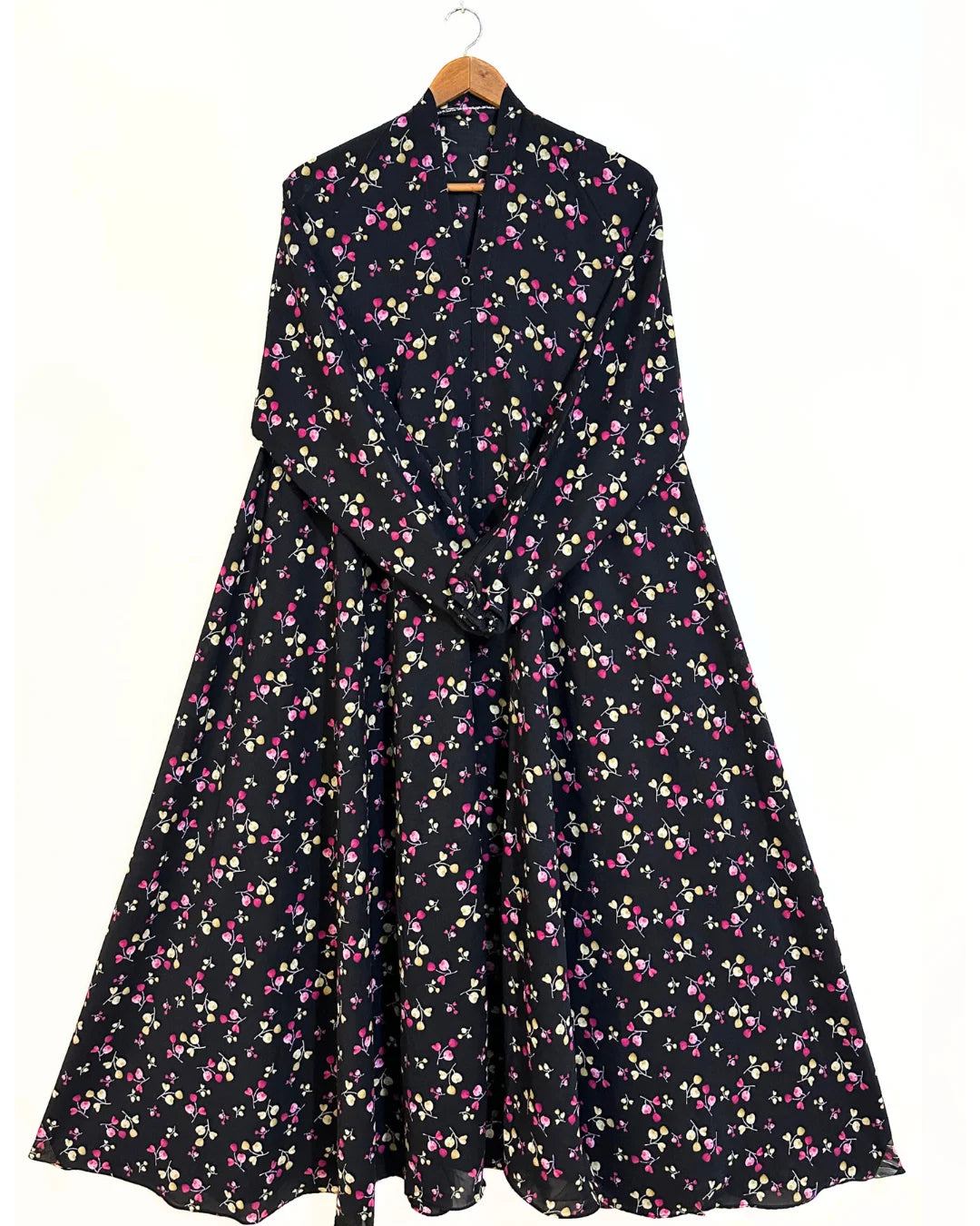 Midnight Berry Front Open Long Flair Abaya