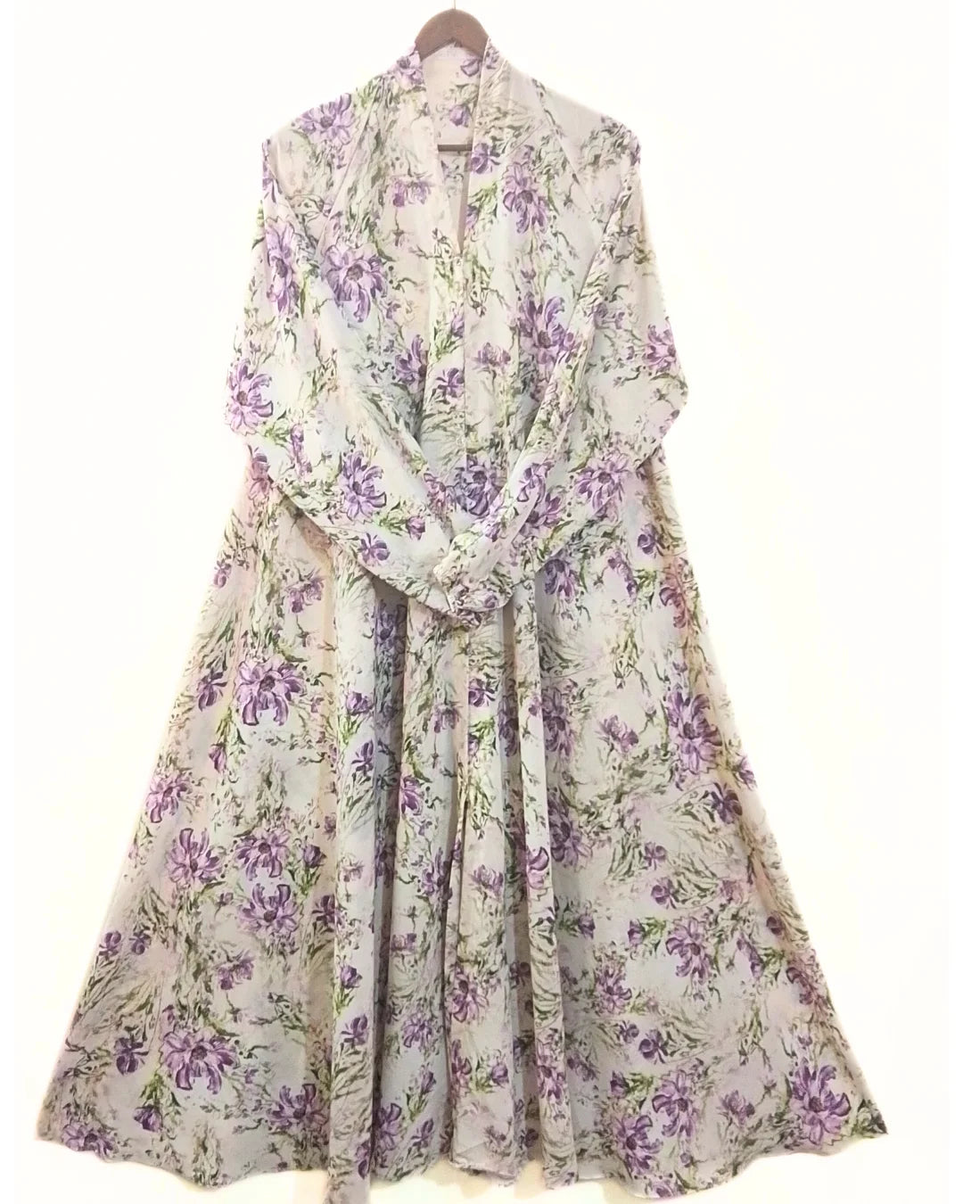 Floral Garden Front Open Long Flair Abaya