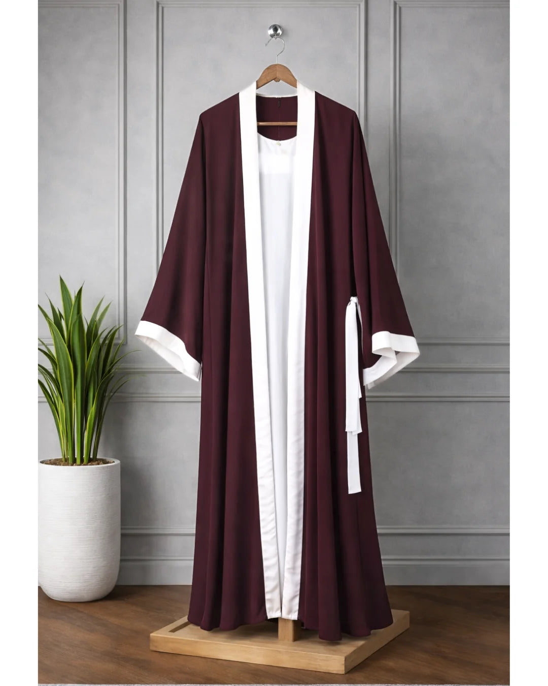 Gown Style Abaya With Attached Inner - Maroon