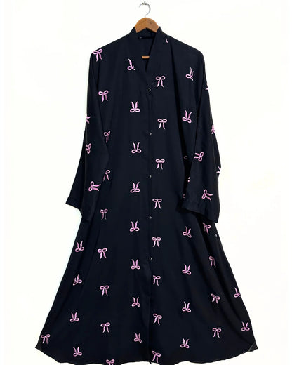 Bow Embroidered Nidha Abaya