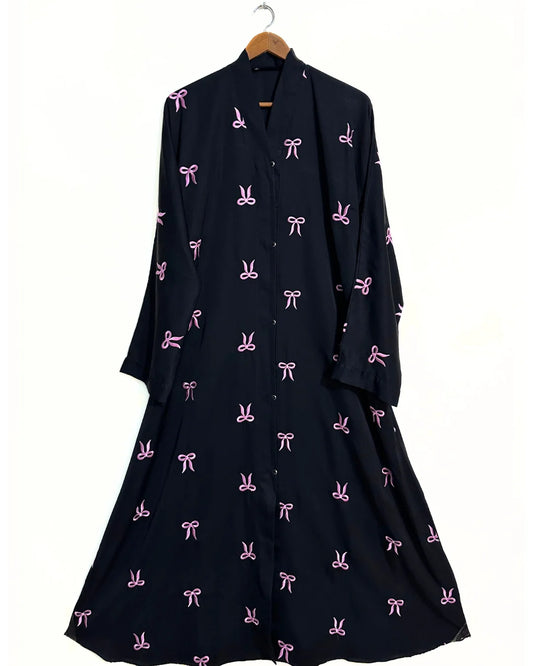Bow Embroidered Nidha Abaya