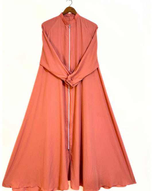 Zipper Style Abaya-Peach Colour
