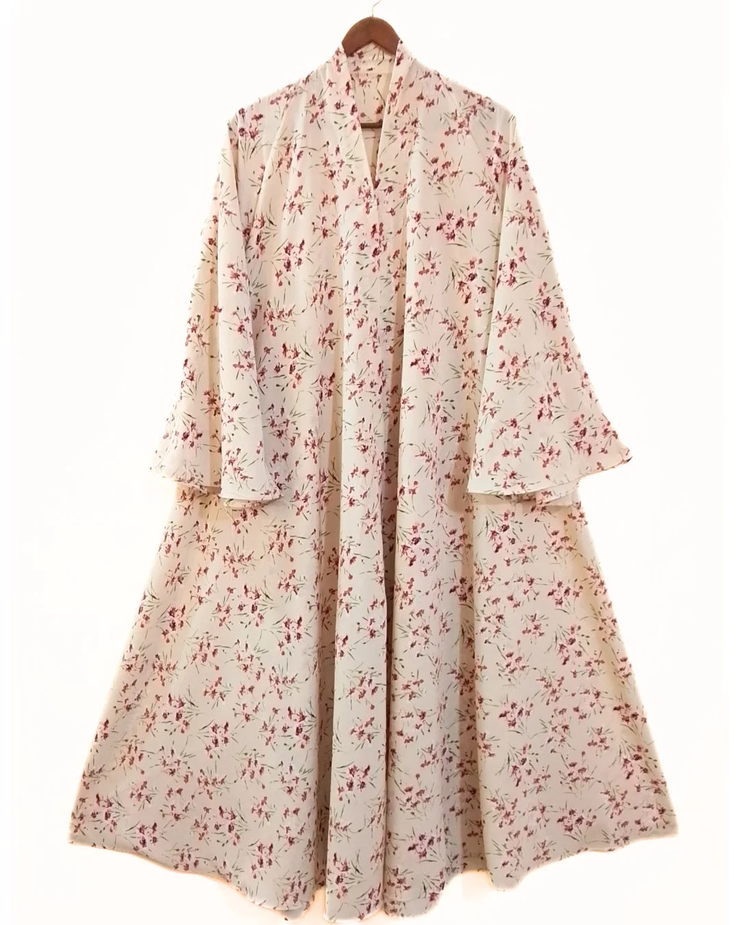 Petal Charm Front Open Long Flair Abaya