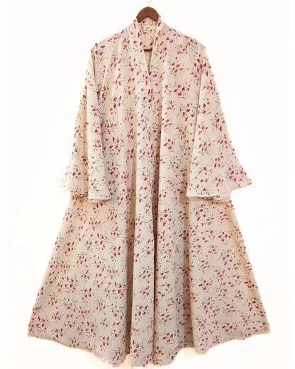 Petal Charm Front Open Long Flair Abaya