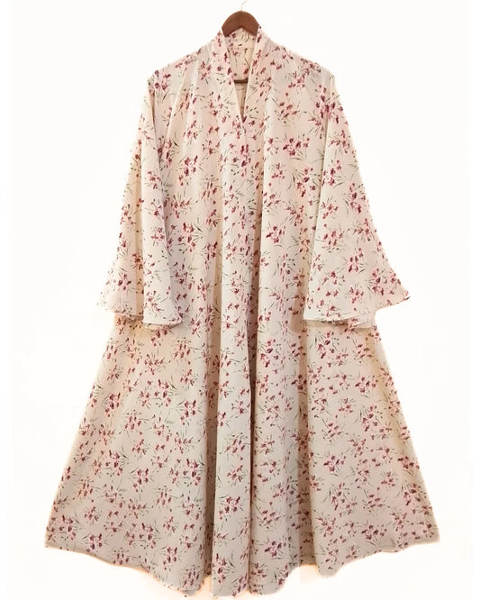 Petal Charm Front Open Long Flair Abaya