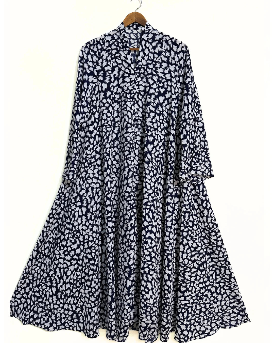 Black Noir Front Open Long Flair Abaya