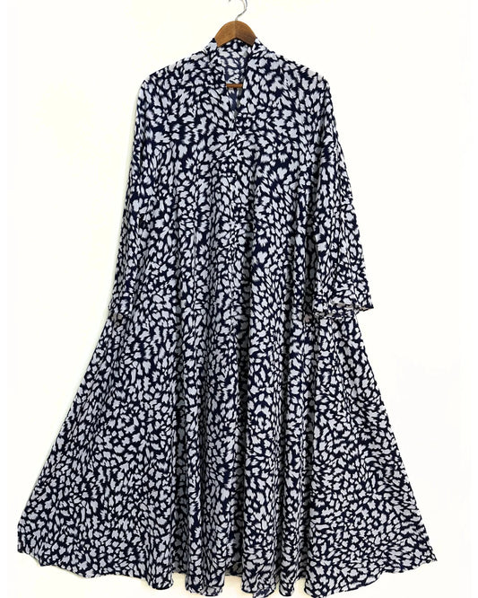 Black Noir Front Open Long Flair Abaya