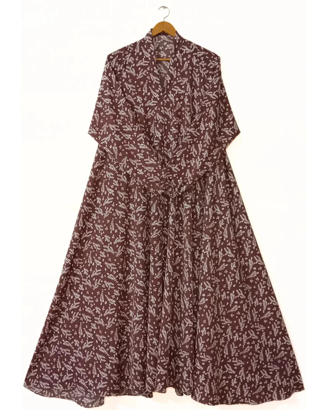 Chestnut Bloom Front Open Long Flair Abaya