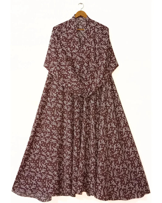 Chestnut Bloom Front Open Long Flair Abaya