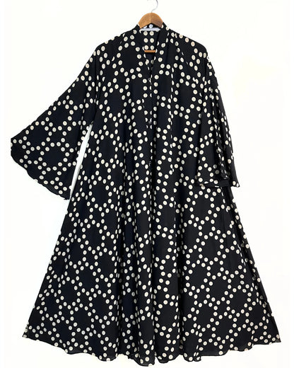 Pearly Dots Front Open Long Flair Abaya