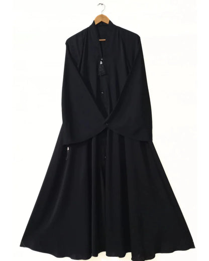 Black Aura Front Open Long Flair Nidha Abaya