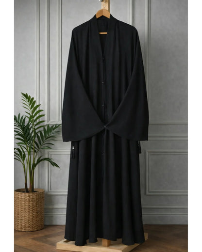 Black Aura Front Open Long Flair Nidha Abaya