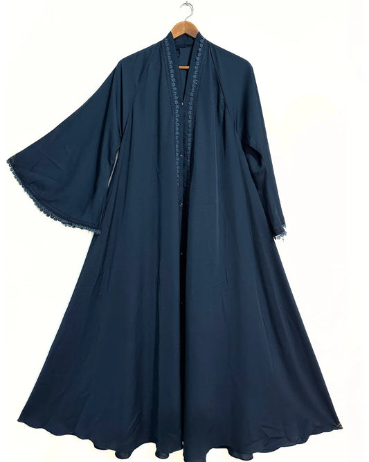 Zinc Colour Nidha Abaya With Full Lace Work