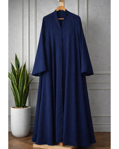 Midnight Blue Front Open Long Flair Nidha Abaya