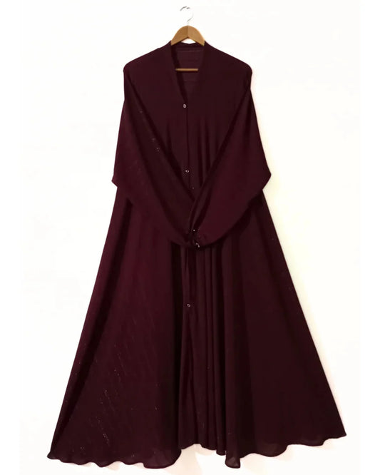 Front Open Red Maroon Zarri Abaya