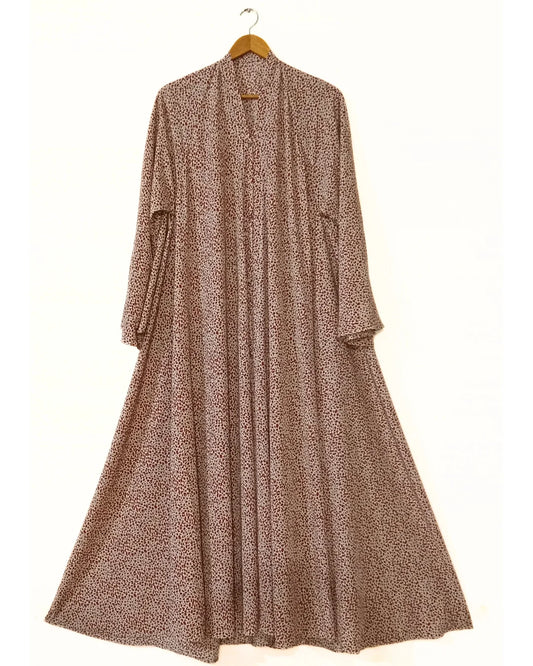 Leopard Print Front Open Long Flair Abaya
