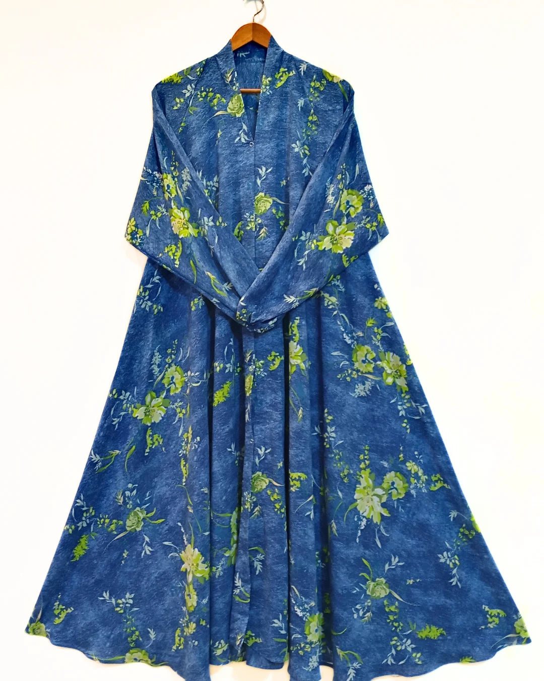 Azure Front Open Long Flair Abaya